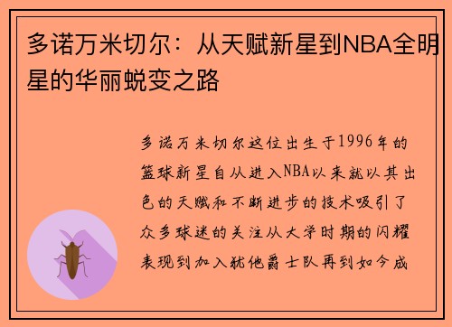 多诺万米切尔：从天赋新星到NBA全明星的华丽蜕变之路